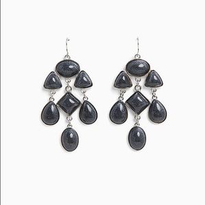 BLACK SHIMMER & SILVER-TONE CHANDELIER EARRINGS